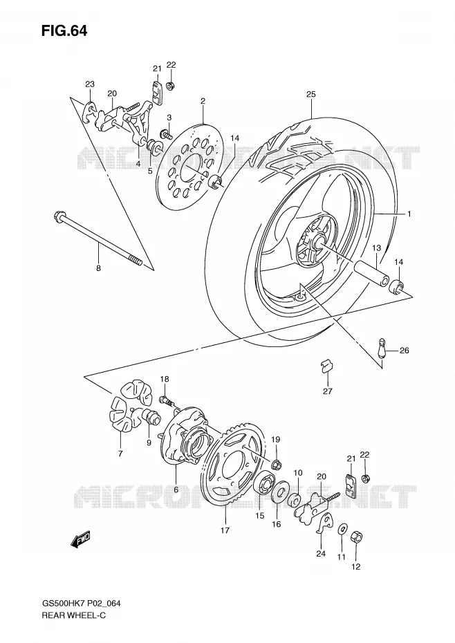 ACHTERWIEL Suzuki MOTO 500 GS-F 2008  GS500FHK8(P02)
