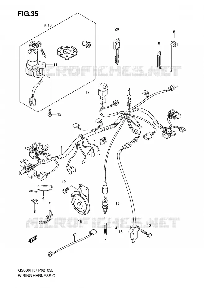 BEDRADING (GS500H P2, P19, P24, P54, GS500HU P19) Suzuki MOTO 500 GS-F 2007  GS500FMK7(P02)