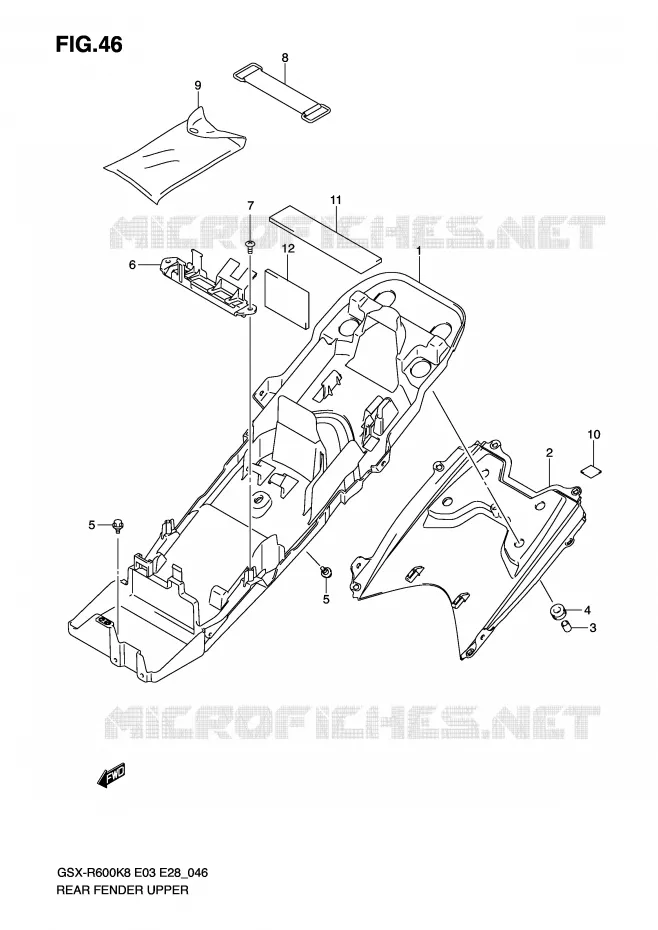 BOVENACHTERSPATBORD Suzuki MOTO 600 GSX-R 2008  GSX-R600K8(E3/E28)