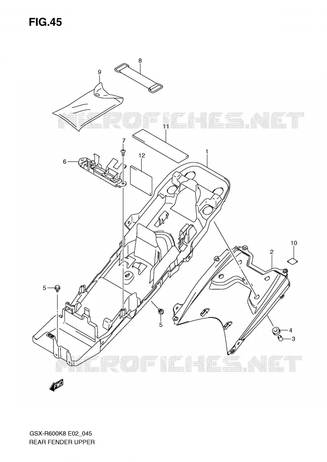 BOVENACHTERSPATBORD Suzuki MOTO 600 GSX-R 2009  GSX-R600UEK9(E2)