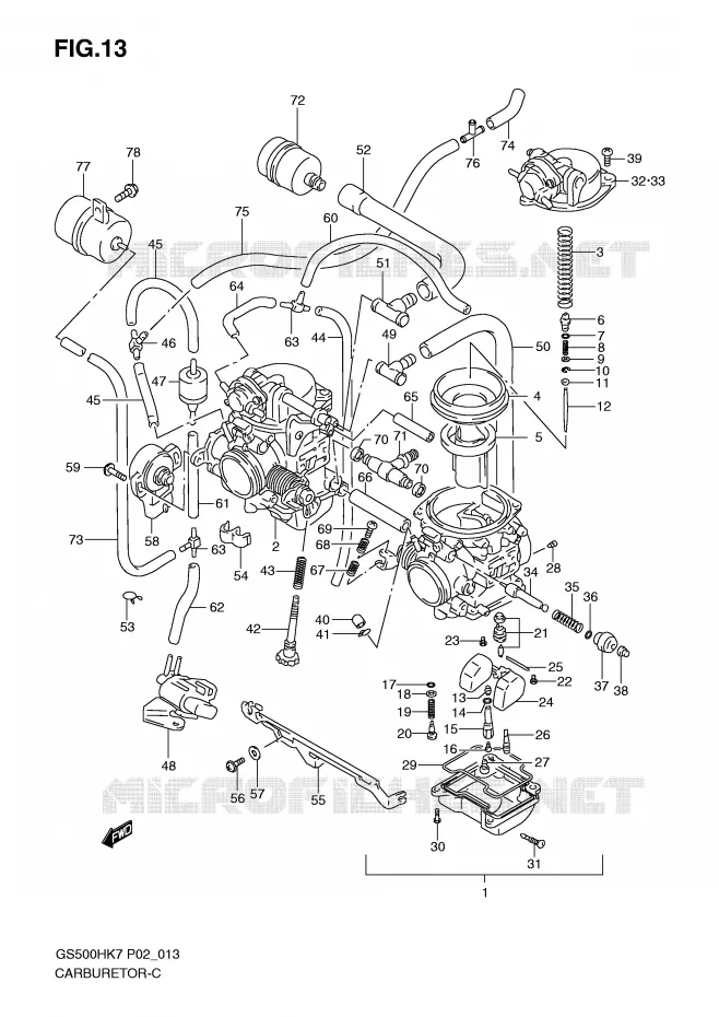 CARBURATOR Suzuki MOTO 500 GS-F 2007  GS500FMK7(P02)