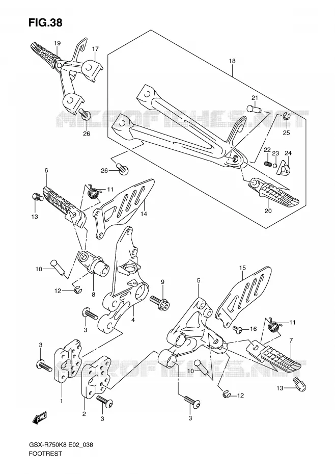 FOOTREST Suzuki MOTO 750 GSX-R 2009  GSX-R750UFK9(E2)