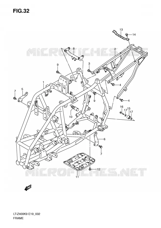 FRAME Suzuki QUAD 400 QUADSPORT 2010  LT-Z400L0(E19)