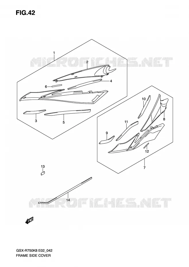 FRAME ZIJKLEP (MODEL K8) Suzuki MOTO 750 GSX-R 2009  GSX-R750UFK9(E2)