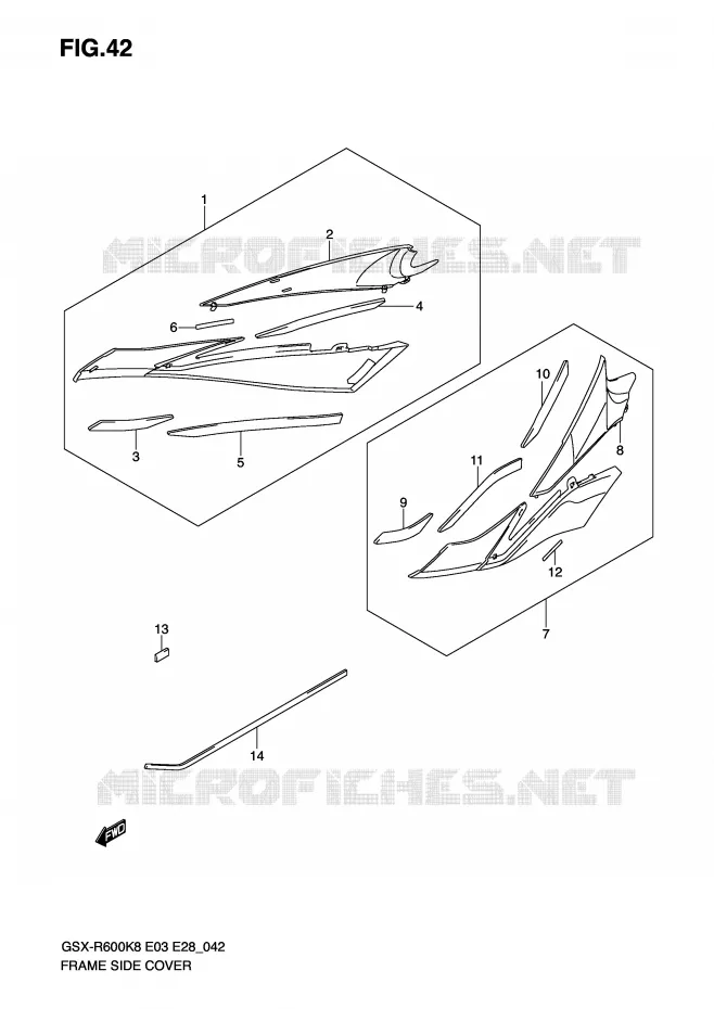 FRAME ZIJKLEP Suzuki MOTO 600 GSX-R 2009  GSX-R600K9(E3/E28)