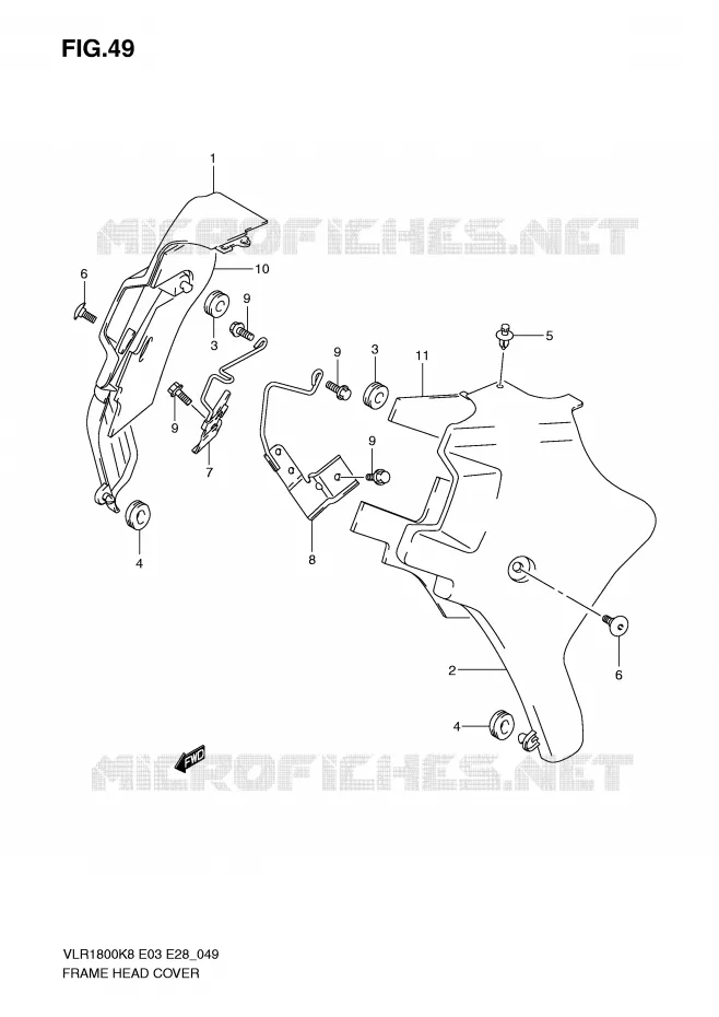 FRONT FRAME COVER Suzuki MOTO 1800 BOULEVARD 2010  VLR1800L0(E3/E28)