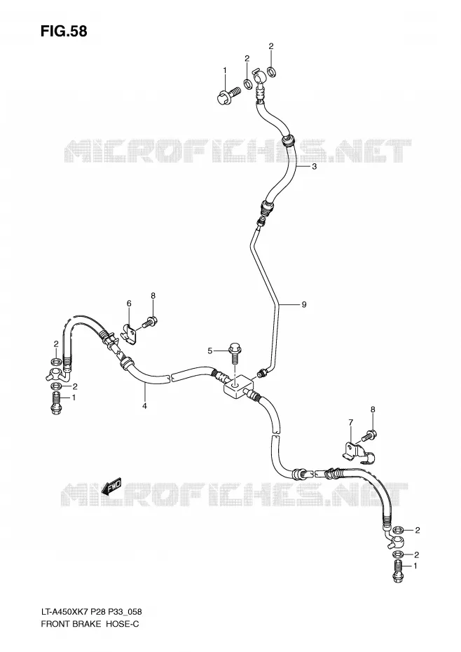 FRONT REMSLANG Suzuki QUAD 450 KINGQUAD 2010  LT-A450XL0(P28/P33)