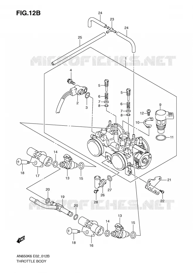 GASKLEPHUIS (MODEL K8/K9/L0) Suzuki SCOOTER 650 BURGMAN 2008  AN650AZK8(E2)
