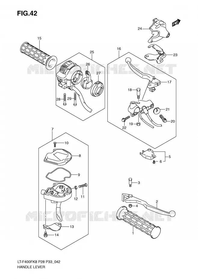 HANDGRIPS - LEVERS Suzuki QUAD 400 KINGQUAD 2010  LT-F400FL0(P28/P33)