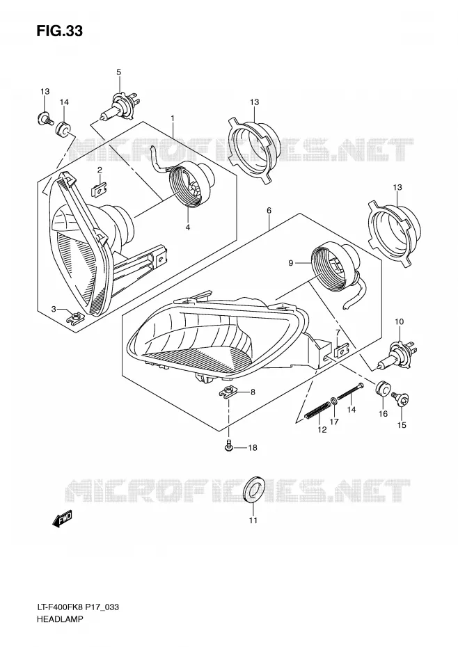 KOPLAMP Suzuki QUAD 400 KINGQUAD 2010  LT-F400FL0(P17)