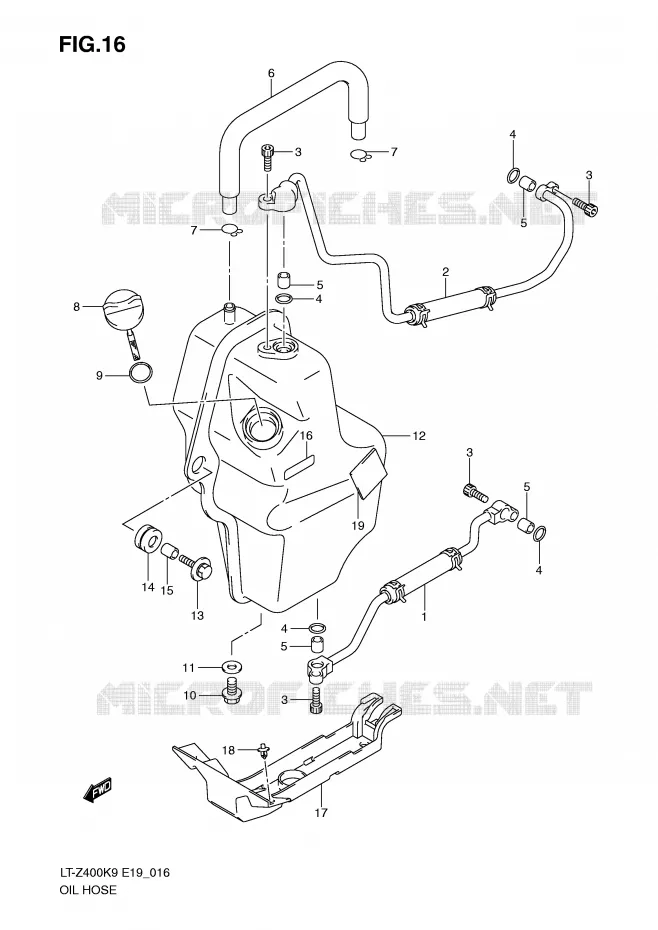 OLIE SLANG Suzuki QUAD 400 QUADSPORT 2009  LT-Z400ZK9(E19)