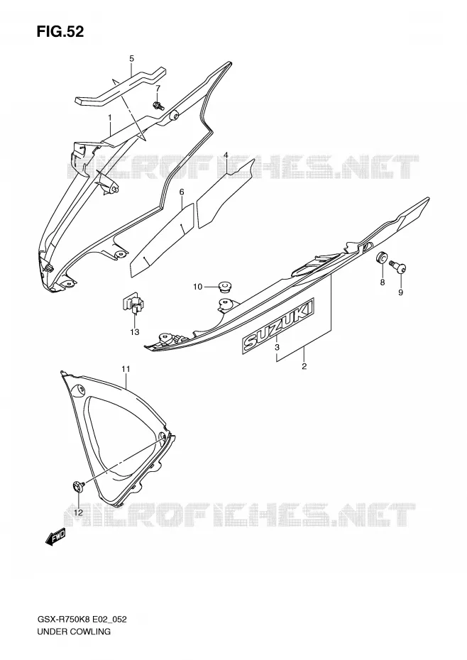 ONDER COWLING (MODEL K8) Suzuki MOTO 750 GSX-R 2009  GSX-R750K9(E2)