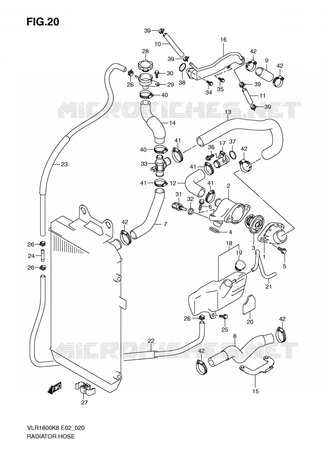 RADIATOR SLANG Suzuki MOTO 1800 INTRUDER 2008  VLR1800TK8(E2)