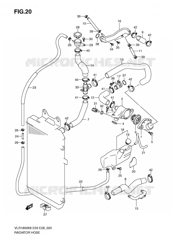 RADIATOR SLANG Suzuki MOTO 1800 INTRUDER 2009  VLR1800K9(E3/E28)