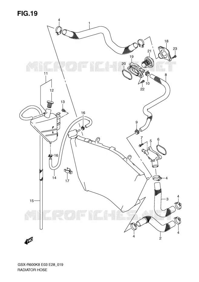 RADIATOR SLANG Suzuki MOTO 600 GSX-R 2009  GSX-R600K9(E3/E28)