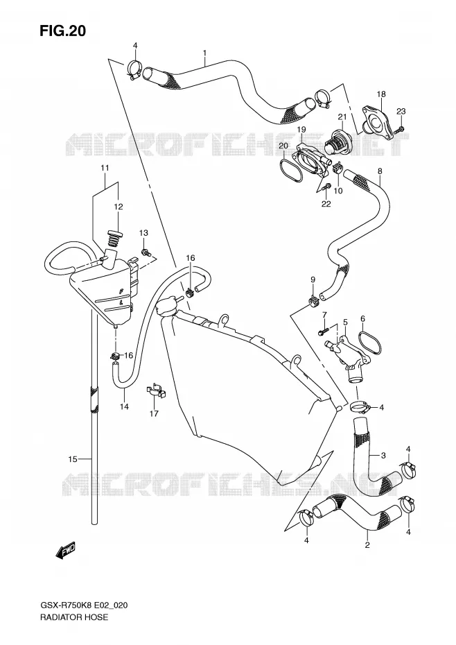 RADIATOR SLANG Suzuki MOTO 750 GSX-R 2008  GSX-R750K8(E2)