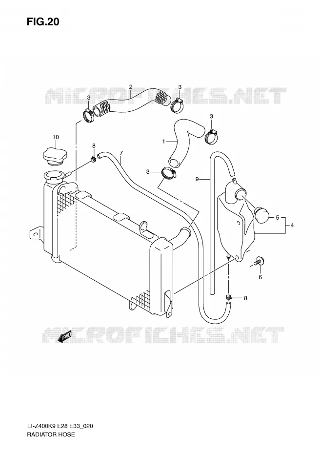RADIATOR SLANG Suzuki QUAD 400 QUADSPORT 2009  LT-Z400ZK9(E28/E33)