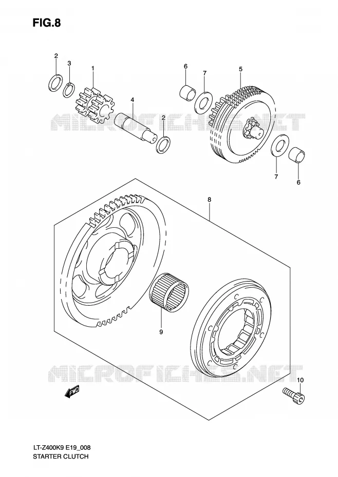 STARTMOTOR CLUTCH Suzuki QUAD 400 QUADSPORT 2010  LT-Z400L0(E19)