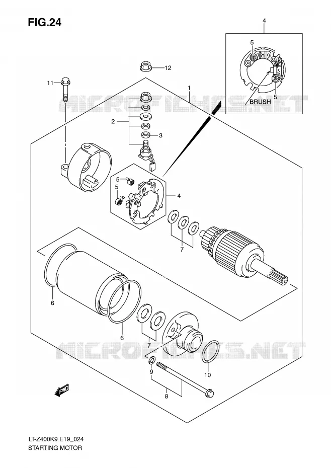 STARTMOTOR (MODEL K9) Suzuki QUAD 400 QUADSPORT 2009  LT-Z400ZK9(E19)