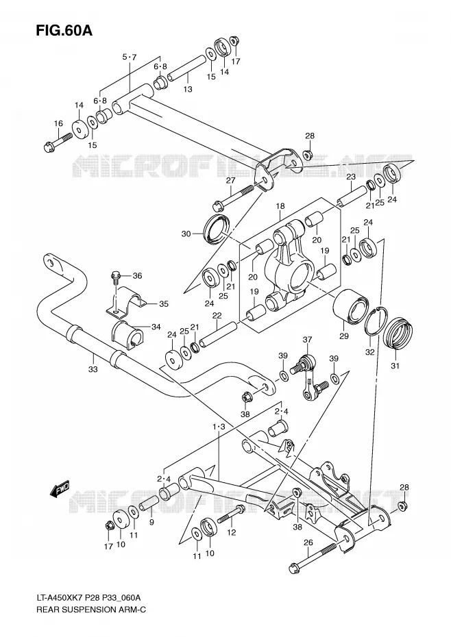 SWINGARM (MODEL K8/K9/L0) Suzuki QUAD 450 KINGQUAD 2007  LT-A450XK7(P28/P33)