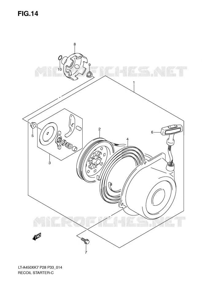 TERUGLOOPSTARTER (MODEL K7/K8/K9) Suzuki QUAD 450 KINGQUAD 2007  LT-A450XK7(P28/P33)