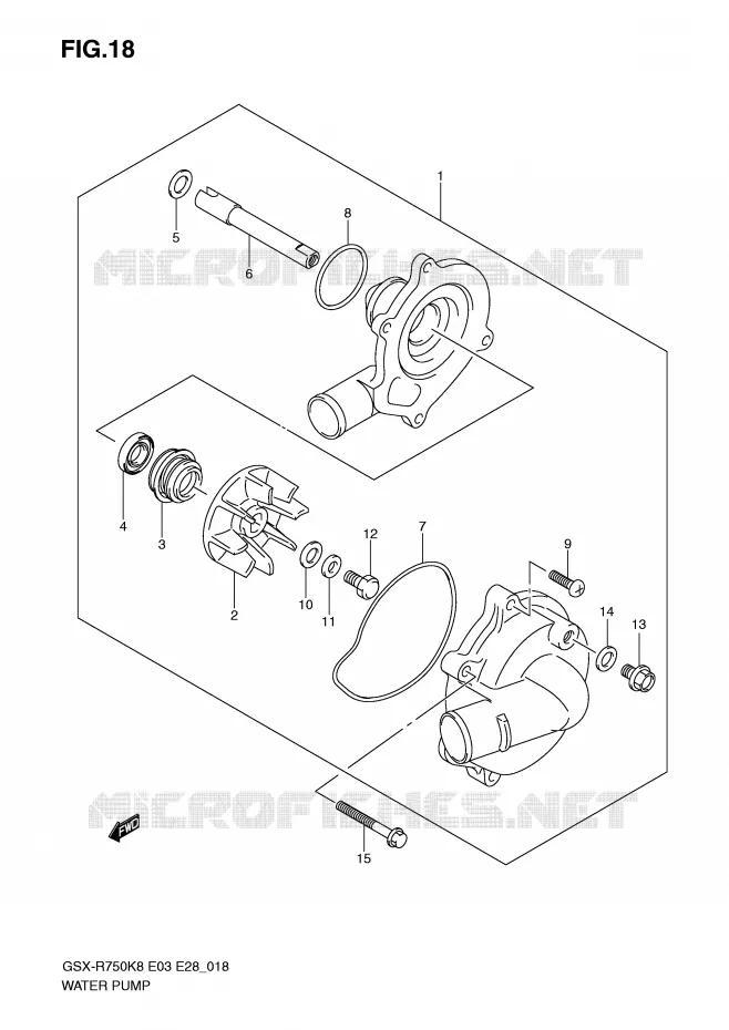 WATERPOMP Suzuki MOTO 750 GSX-R 2010  GSX-R750L0(E3/E28)