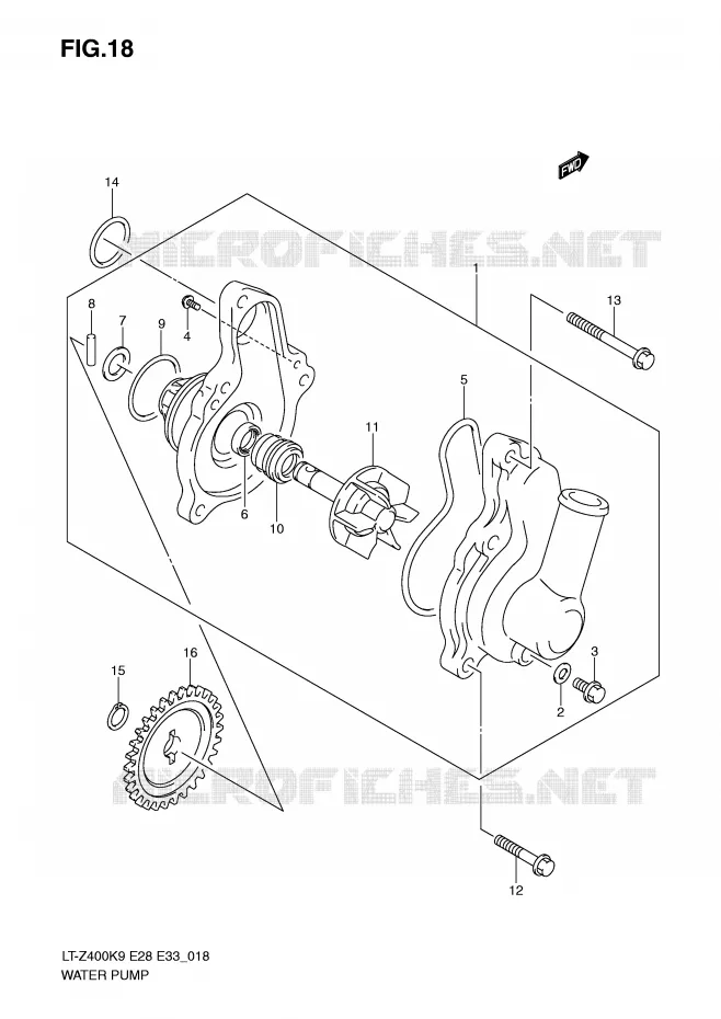 WATERPOMP Suzuki QUAD 400 QUADSPORT 2010  LT-Z400L0(E28/E33)