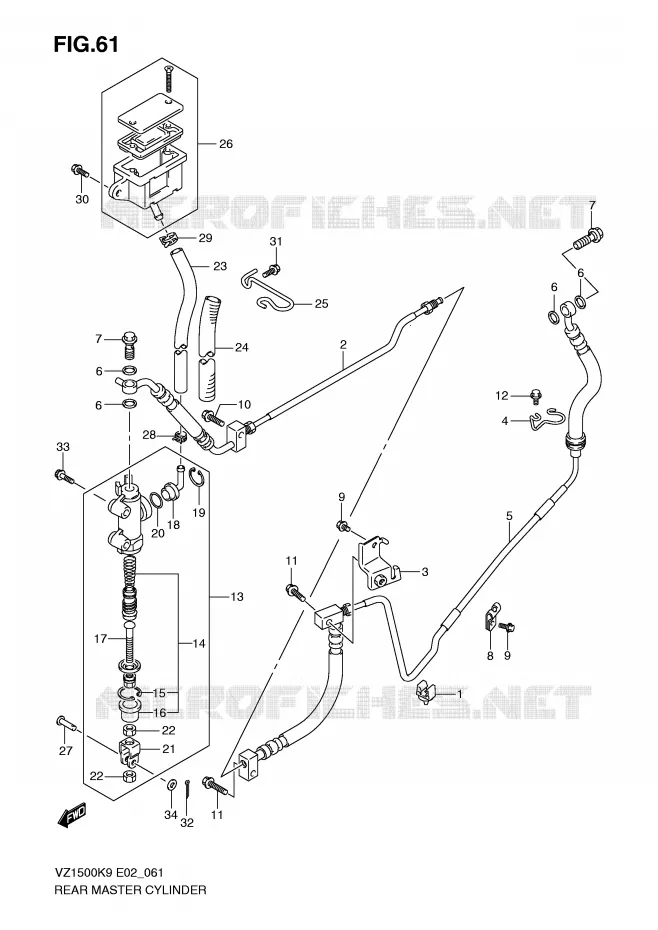 ACHTER HOOFDREMCILINDER Suzuki MOTO 1500 BOULEVARD-M91 2010  VZ1500L0(E2)