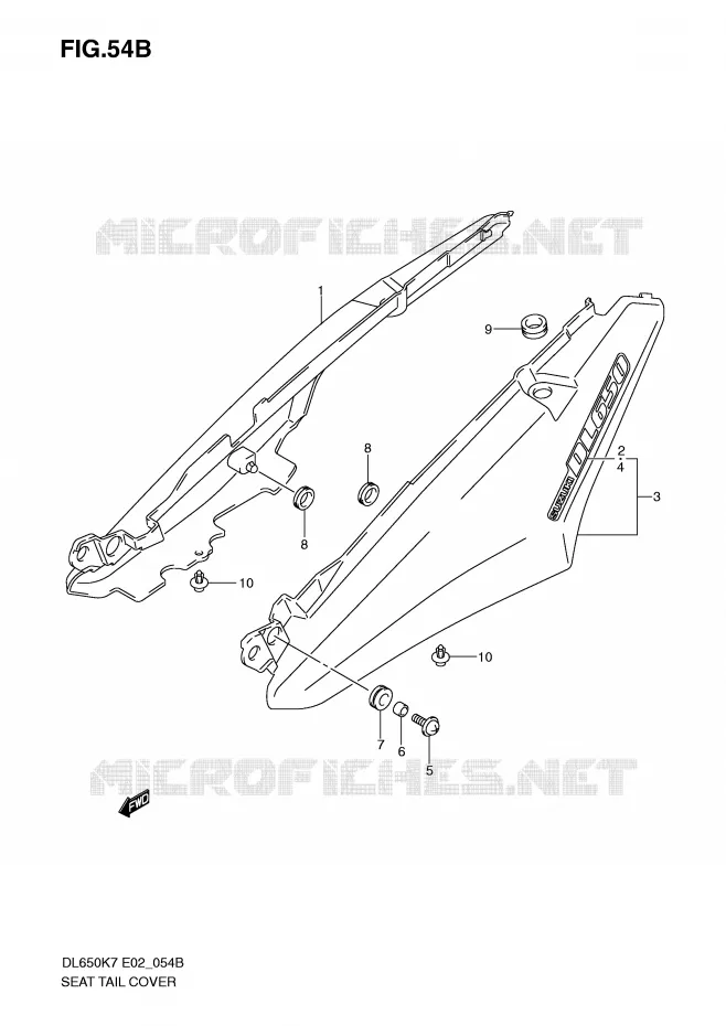 ACHTER KUIP - SEAT COWL (MODEL K9/L0) Suzuki MOTO 650 V-STROM 2007  DL650K7(E2)