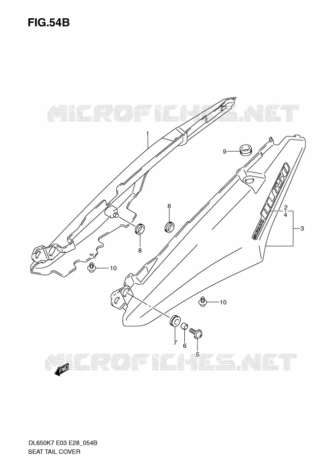 ACHTER KUIP - SEAT COWL (MODEL K9/L0) Suzuki MOTO 650 V-STROM 2008  DL650AK8(E3/E28)