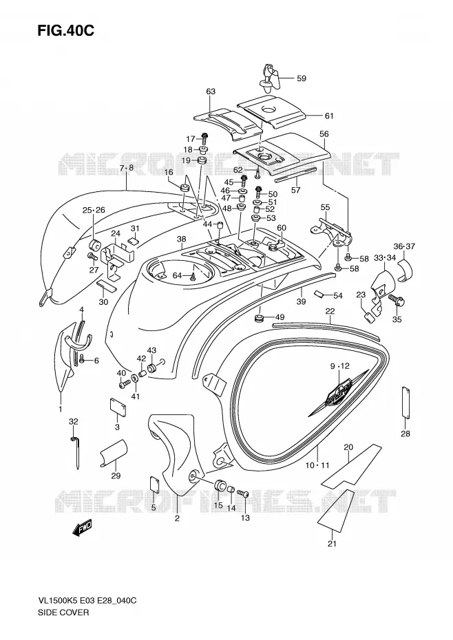 ACHTER KUIP (MODEL K9) Suzuki MOTO 1500 BOULEVARD 2005  VL1500TK5(E3/E28)