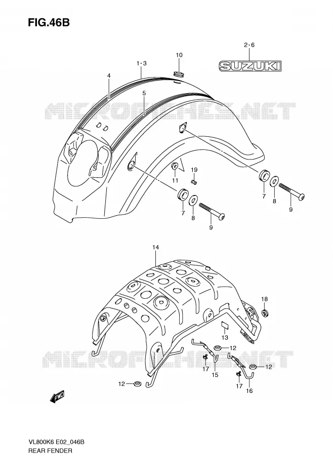 ACHTERSPATBORD (MODEL K9) Suzuki MOTO 800 VOLUSIA 2007  VL800CUEK7(E2)