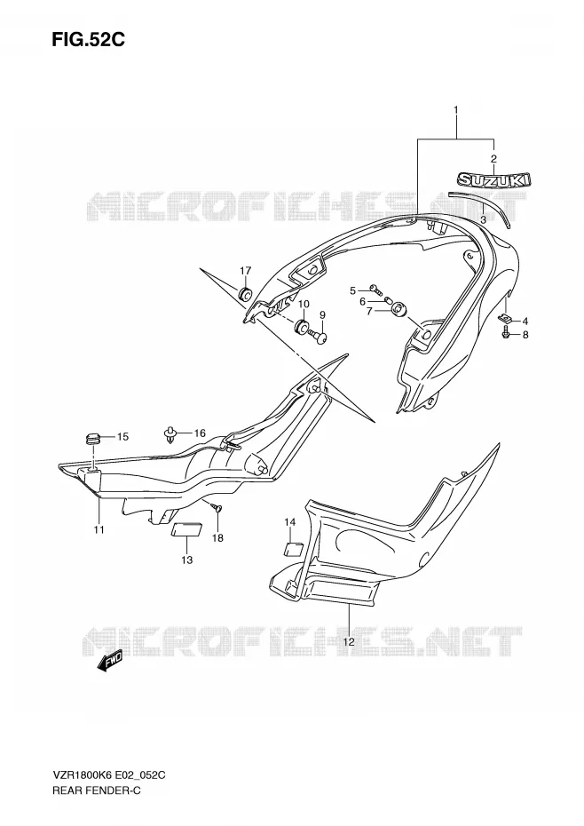 ACHTERSPATBORD (VZR1800K9/UFK9/NK9/NUFK9) Suzuki MOTO 1800 INTRUDER 2007  VZR1800ZU2K7(E2)