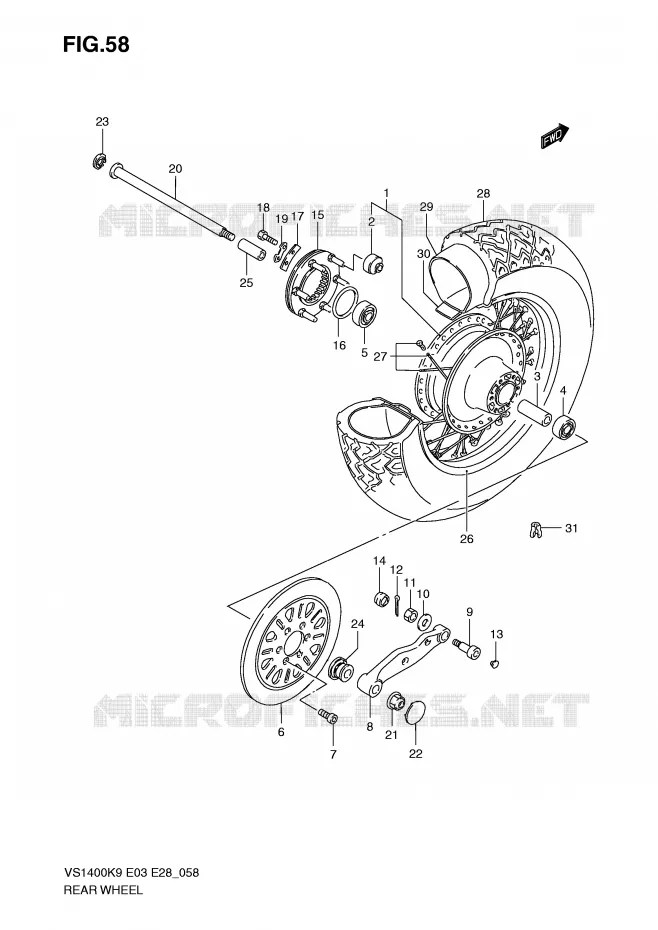 ACHTERWIEL Suzuki MOTO 1400 INTRUDER 2009  VS1400K9(E3/E28)