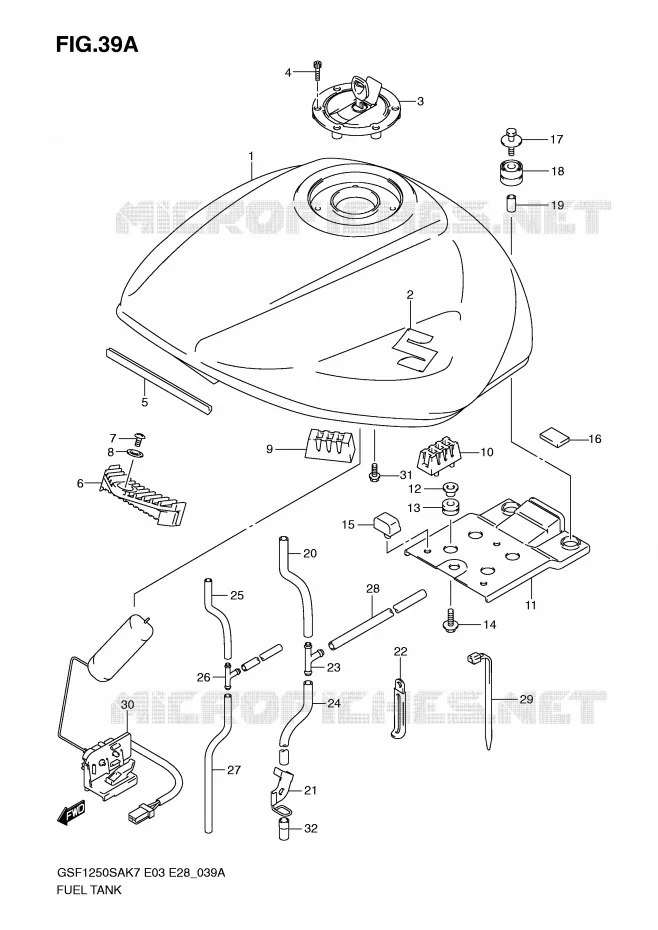BENZINETANK (MODEL K9) Suzuki MOTO 1250 BANDIT-S 2007  GSF1250SAK7(E3/E28)