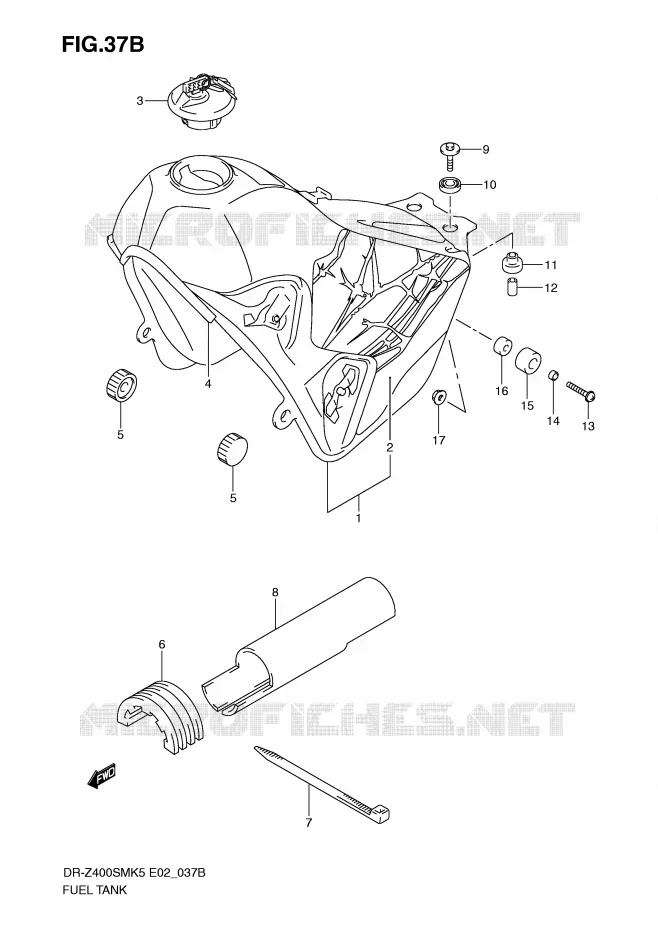 BENZINETANK (MODEL K9) Suzuki MOTO 400 DR-Z 2005  DR-Z400SMK5(E2)