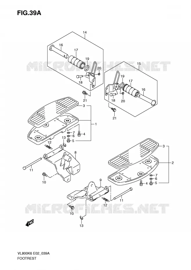 FOOTREST (MODEL K9/L0) Suzuki MOTO 800 VOLUSIA 2007  VL800CK7(E2)