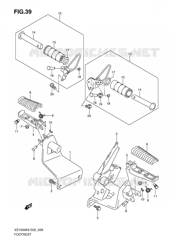 FOOTREST Suzuki MOTO 1500 BOULEVARD-M91 2010  VZ1500L0(E2)