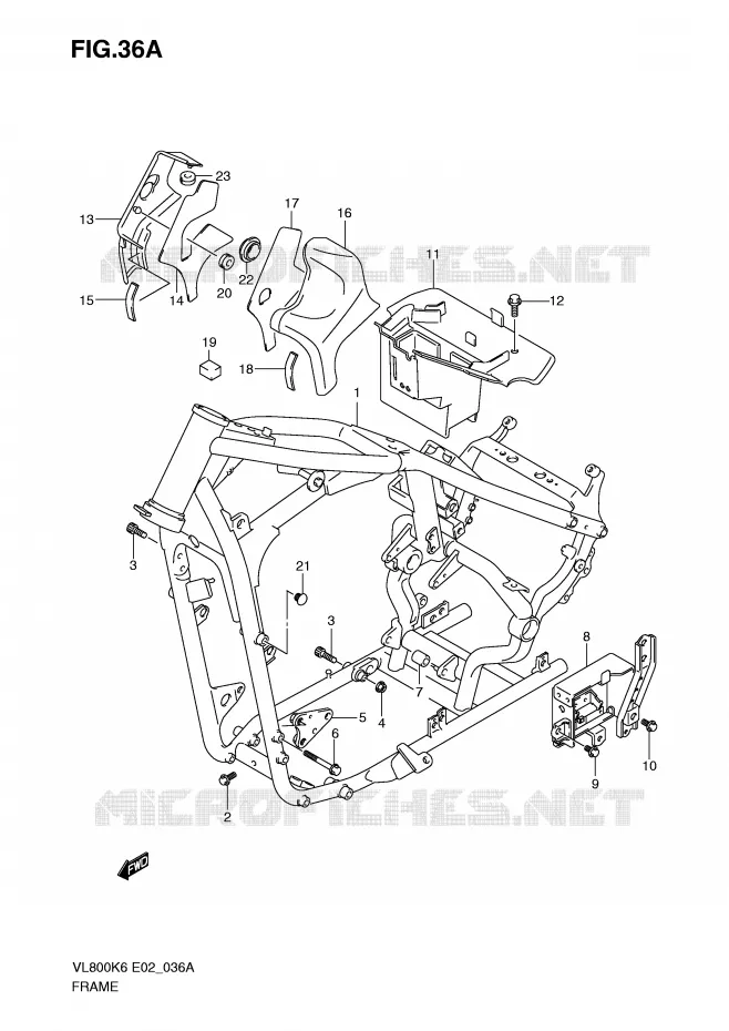 FRAME (MODEL K9/L0) Suzuki MOTO 800 VOLUSIA 2009  VL800K9(E2)