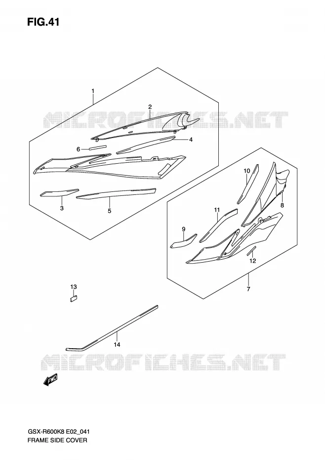 FRAME ZIJKLEP Suzuki MOTO 600 GSX-R 2010  GSX-R600UEL0(E2)
