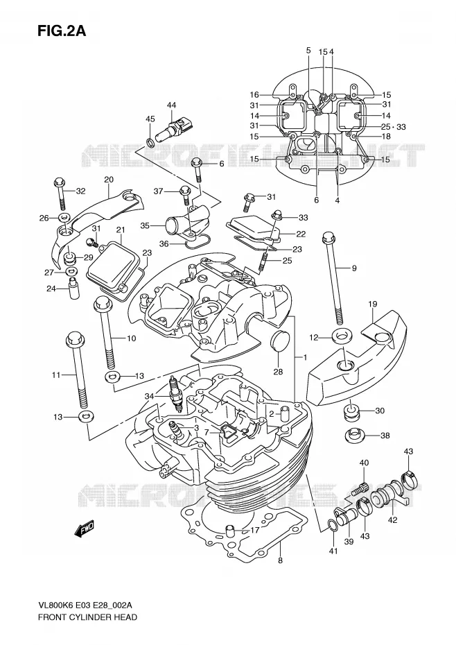 FRONT CILINDERKOP (MODEL K9/L0) Suzuki MOTO 800 VOLUSIA 2009  VL800CK9(E3/E28)