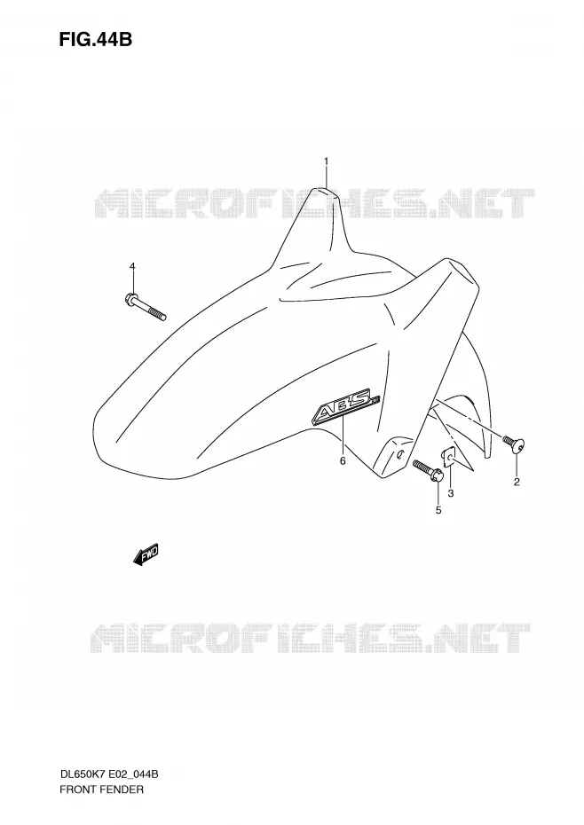 FRONT FENDER (MODEL K9/L0) Suzuki MOTO 650 V-STROM 2007  DL650AK7(E2)