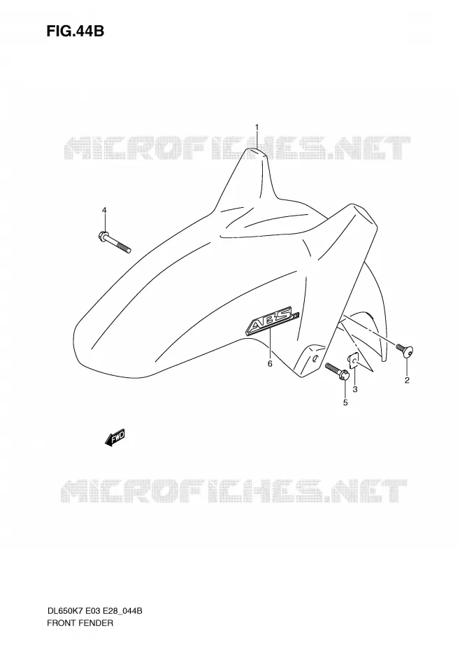 FRONT FENDER (MODEL K9/L0) Suzuki MOTO 650 V-STROM 2009  DL650K9(E3/E28)