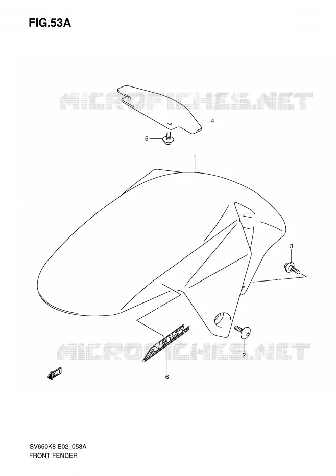 FRONT FENDER (MODEL K9) Suzuki MOTO 650 SV 2008  SV650SAK8(E2)