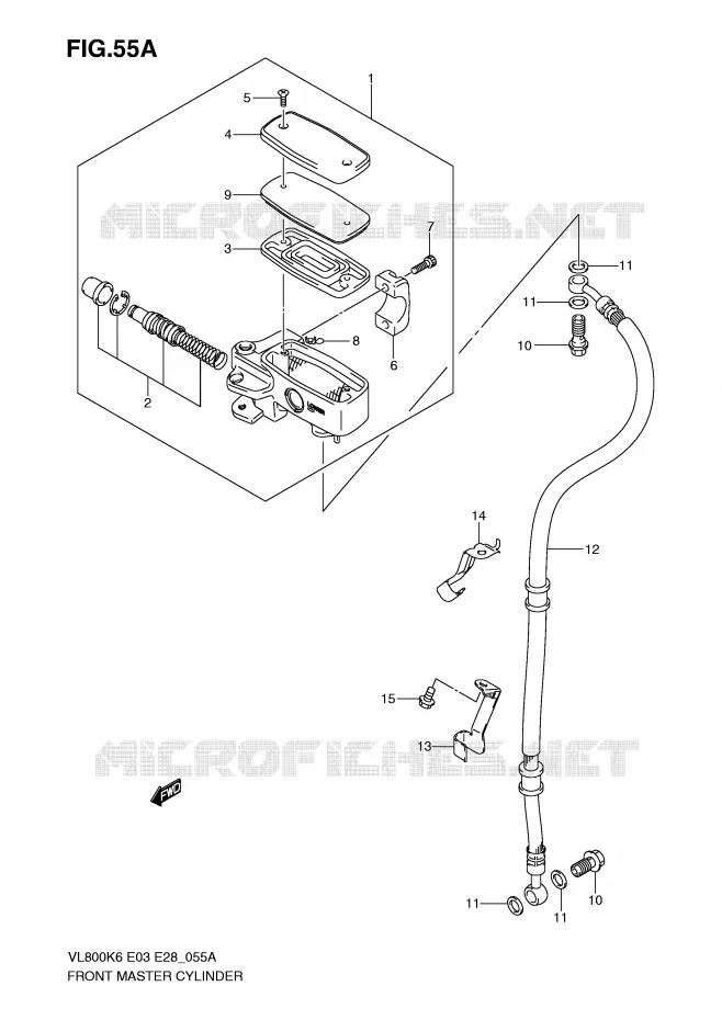 FRONT HOOFDREMCILINDER (MODEL K7/K8/K9/L0) Suzuki MOTO 800 VOLUSIA 2007  VL800TK7(E3/E28)