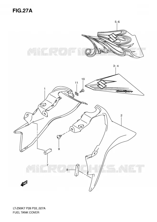 FUEL TANK COVER (MODEL K9) Suzuki QUAD 90 QUADSPORT 2009  LT-Z90ZK9(P28/P33)