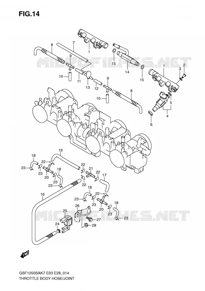 GASKLEPHUIS SLANG / JOINT Suzuki MOTO 1250 BANDIT-S 2008  GSF1250SAK8(E3/E28)