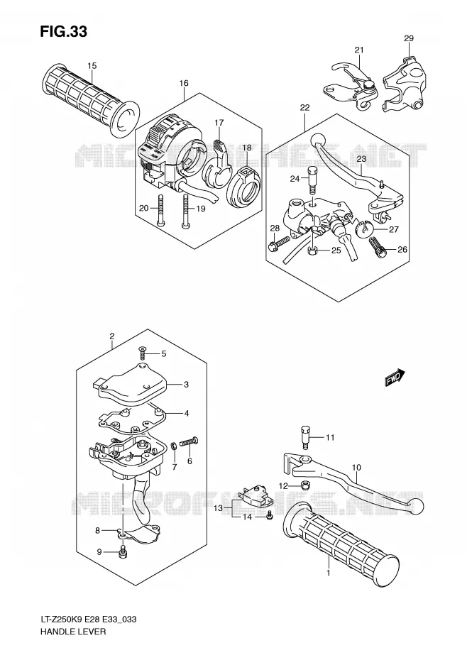 HANDGRIPS - LEVERS Suzuki QUAD 250 QUADSPORT 2010  LT-Z250ZL0(E28/E33)