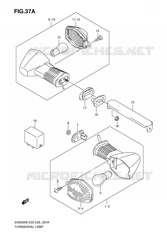 INDICATOREN (SV650SK9/SAK9/SL0/SAL0) Suzuki MOTO 650 SV 2008  SV650SK8(E3/E28)