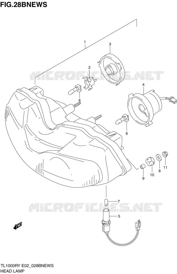 KOPLAMP (E4,E18,E22,E25,E34) Suzuki MOTO 1000 TL-R 2000  TL1000RY(E2)
